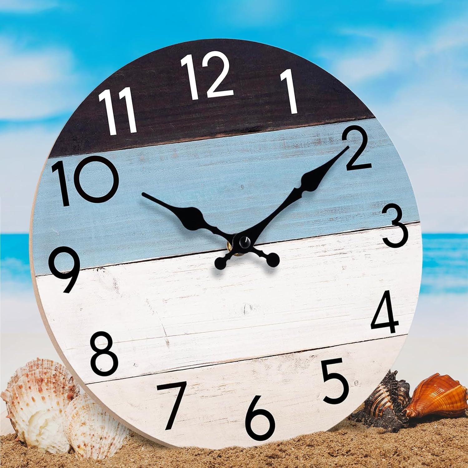 Simple wood grain living room clock, silent circular clock, wall mounted clock, home living room decoration clock 586