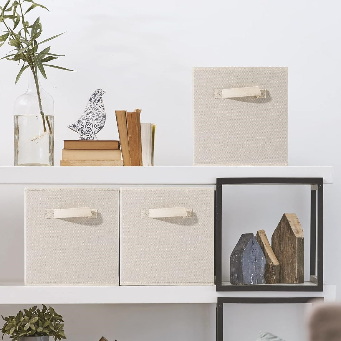 Foldable fabric storage box with handle, wardrobe drawer-style, square, lidless fabric storage box for clothes and miscellaneous items 613