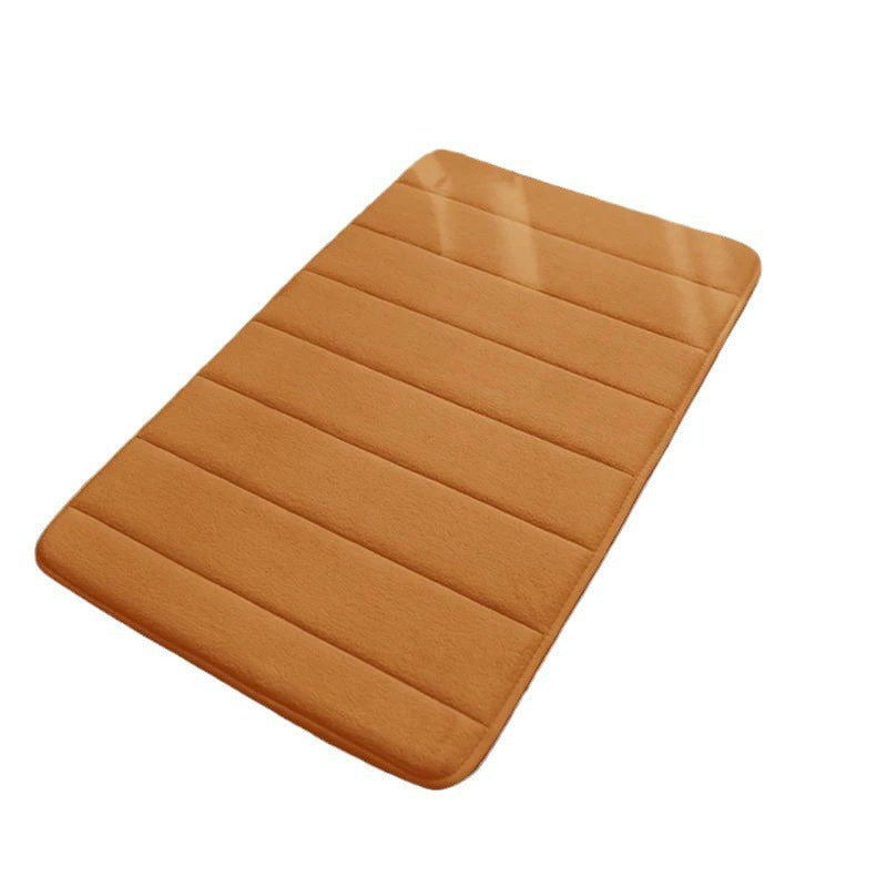 Striped seam coral fleece floor mat, anti slip and dirt resistant foot mat for bathroom and toilet 583