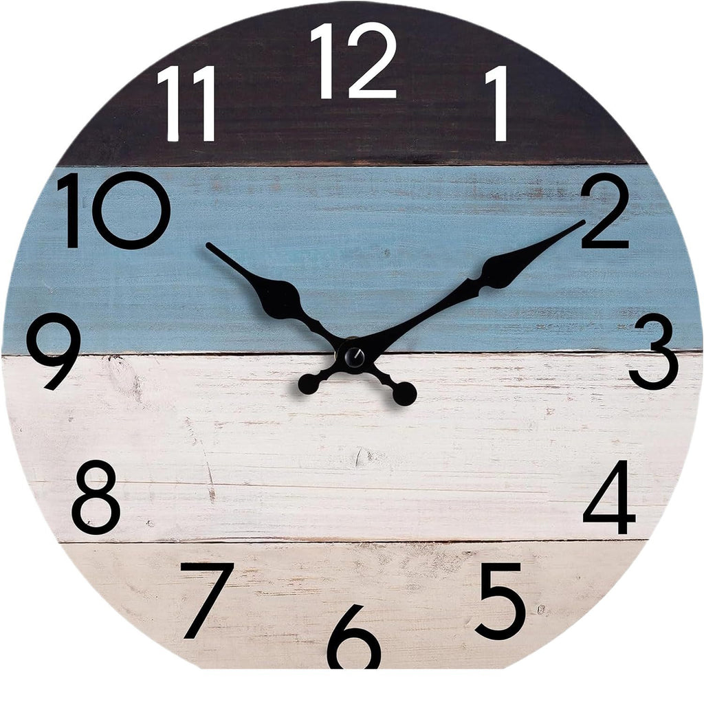 Simple wood grain living room clock, silent circular clock, wall mounted clock, home living room decoration clock 586
