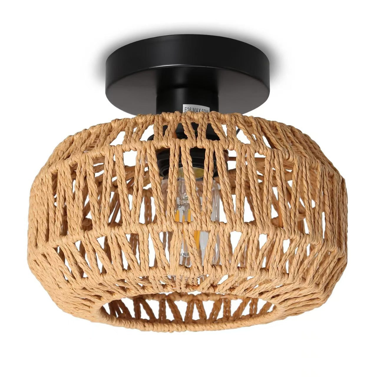 Countryside style double-headed American paper rattan woven ceiling light for bedroom 596