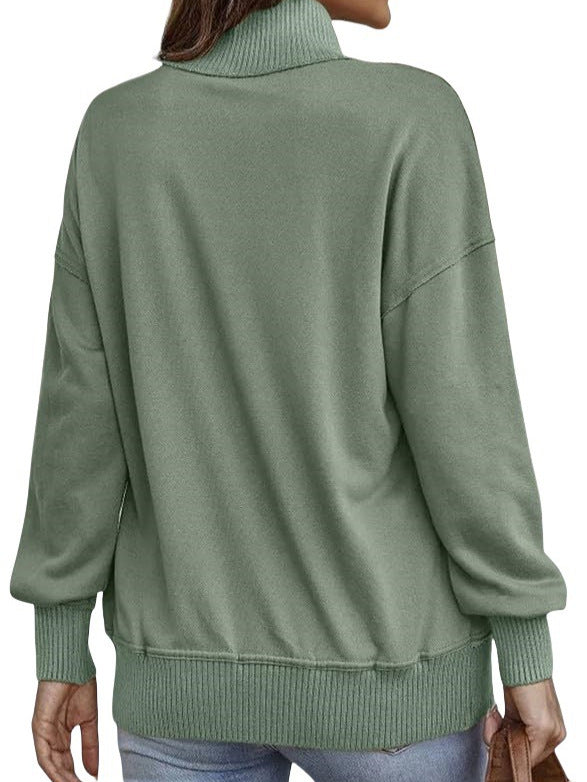 Autumn/Winter Solid Color Pocket Design Long Sleeve Button Fashion Street Style Women's Sweatshirt 477