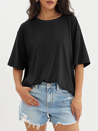 Plus Size Women's Round Neck T-Shirt Pullover Loose Short Sleeve 490