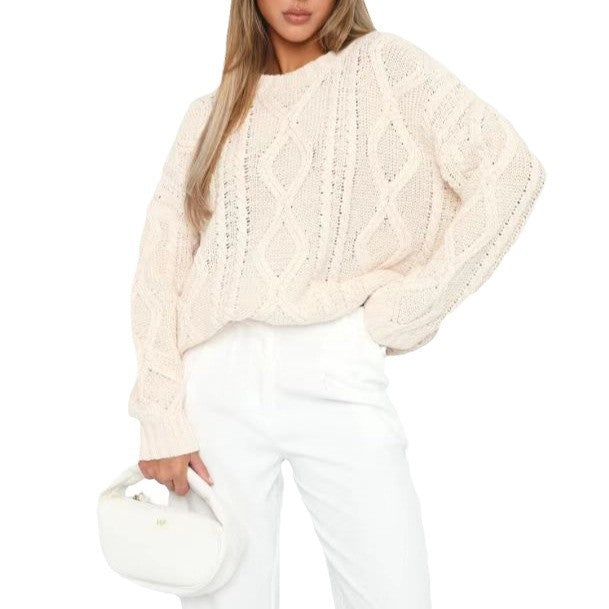 Stylish and comfortable silver-cornered knitted crew neck long-sleeved shirt 455