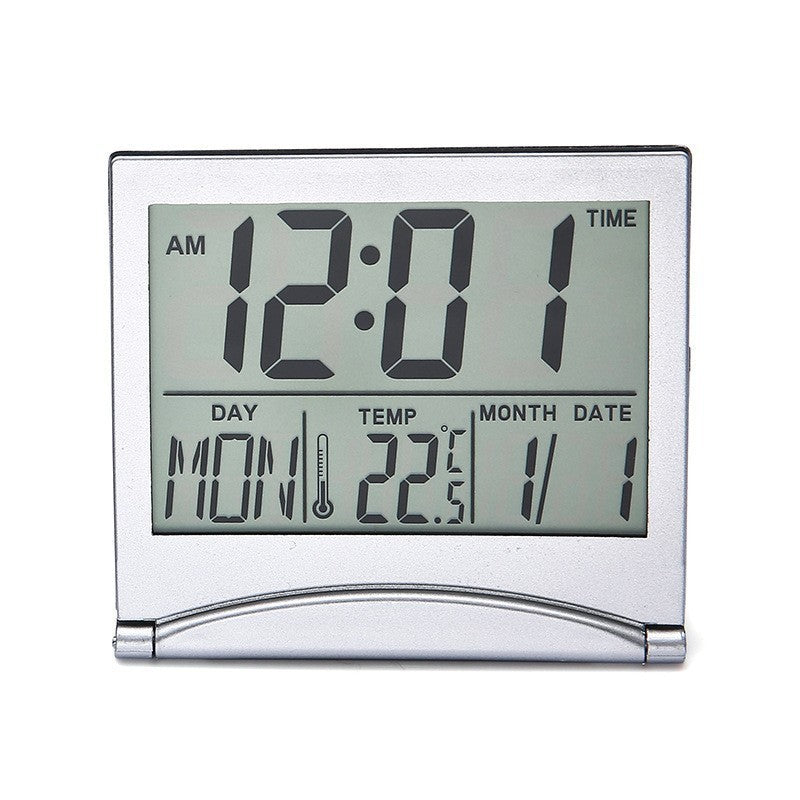 Folding desktop LCD electronic clock multifunctional date and temperature alarm clock 589