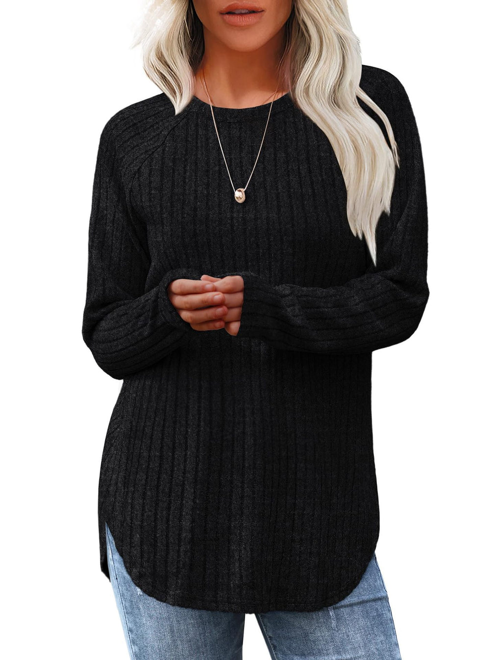 Women's 2025 Autumn Long-Sleeved New Loose Round Neck High and Low Curved Hem 460