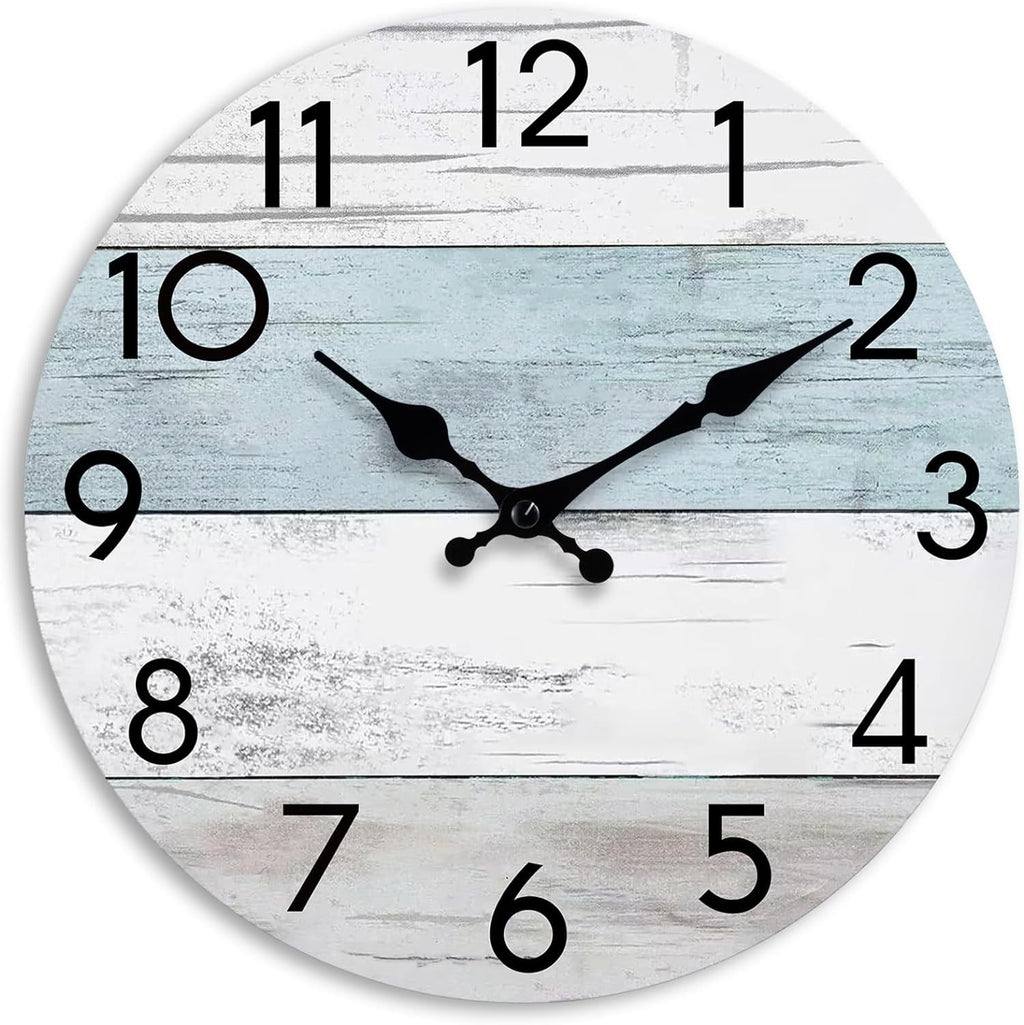 Simple wood grain living room clock, silent circular clock, wall mounted clock, home living room decoration clock 586