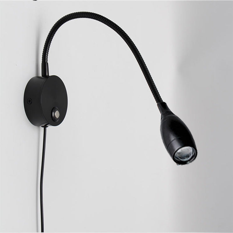3W Gooseneck Bedside Reading Wall Lamp, Hotel Bedroom Bedside Reading Lamp, Indoor Flexible Wall Lamp, Simple Reading Lamp 595