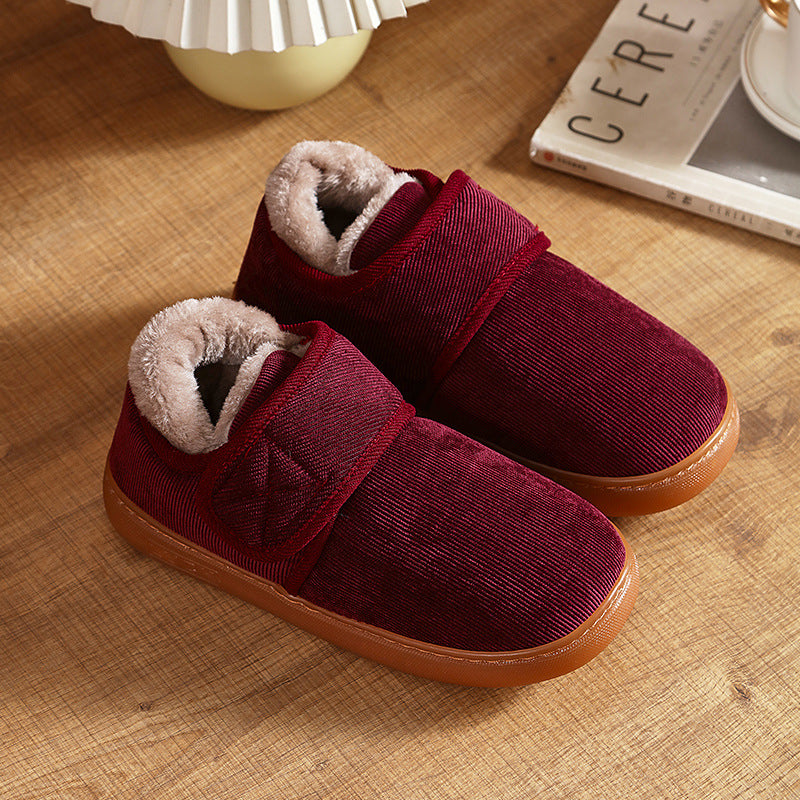 Cotton slippers with rubber soles, suitable for both men and women, indoor and outdoor wear, warm and fleece-lined for protection against the cold 495