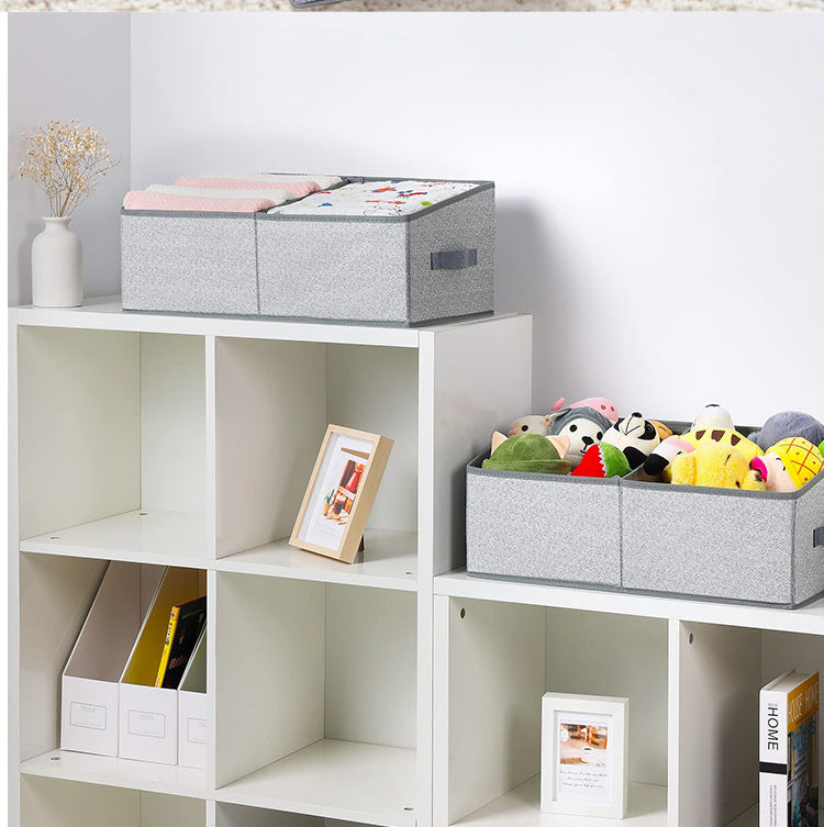 Foldable dormitory wardrobe organizer box for home use, cotton and linen fabric storage box 607