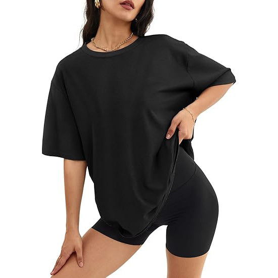 Plus Size Women's Round Neck T-Shirt Pullover Loose Short Sleeve 490