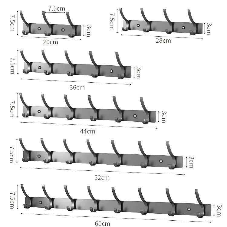 Thickened space aluminum coat hooks, no drilling required, back door coat hangers 604