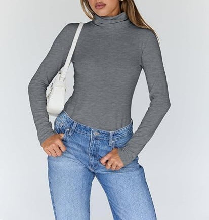 High-neck long-sleeved shirt, basic autumn thermal underwear 488
