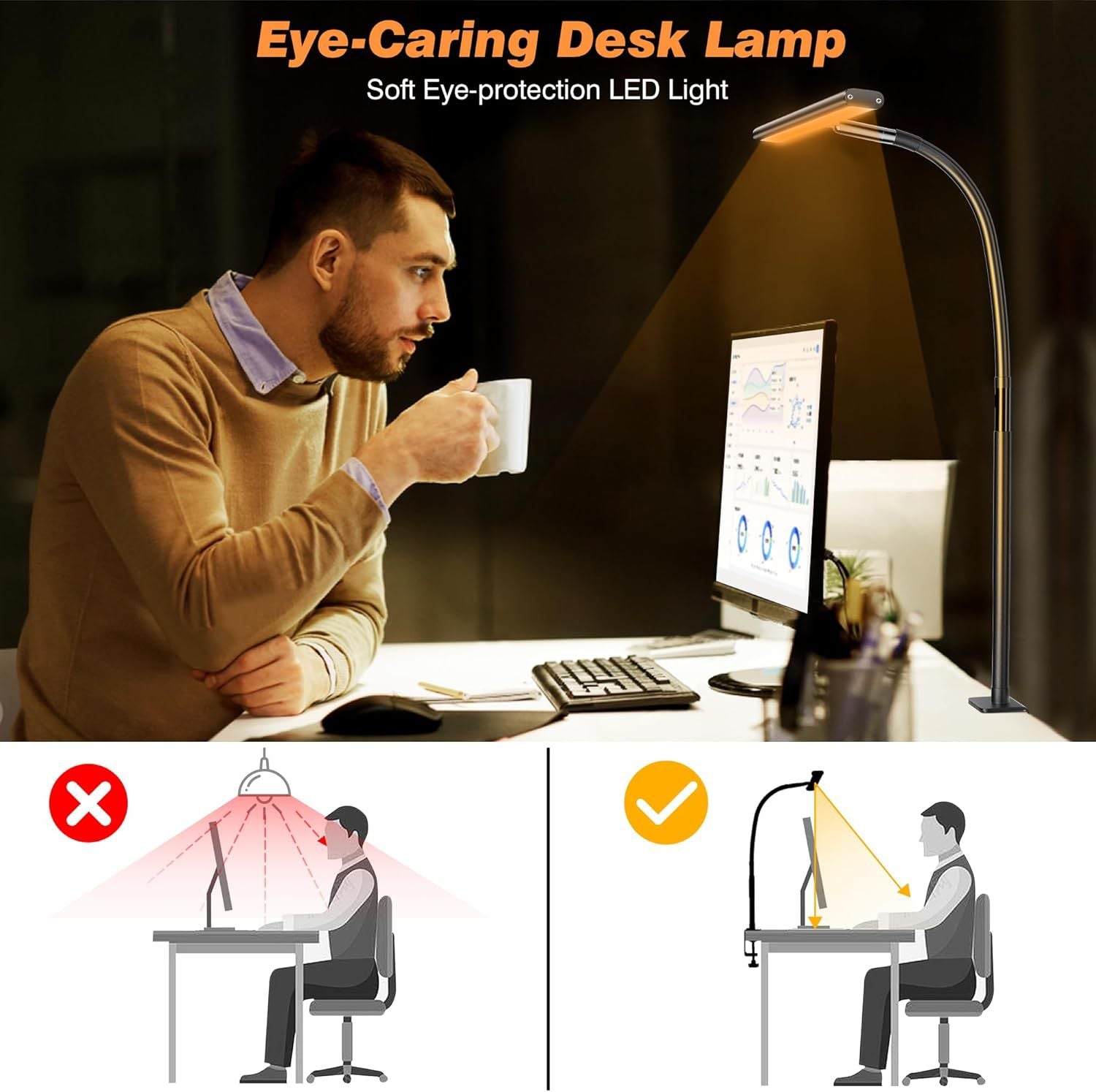 LED full spectrum eye protection desk lamp, I-clip, computer screen, office study eye protection lamp, work study reading lamp 593