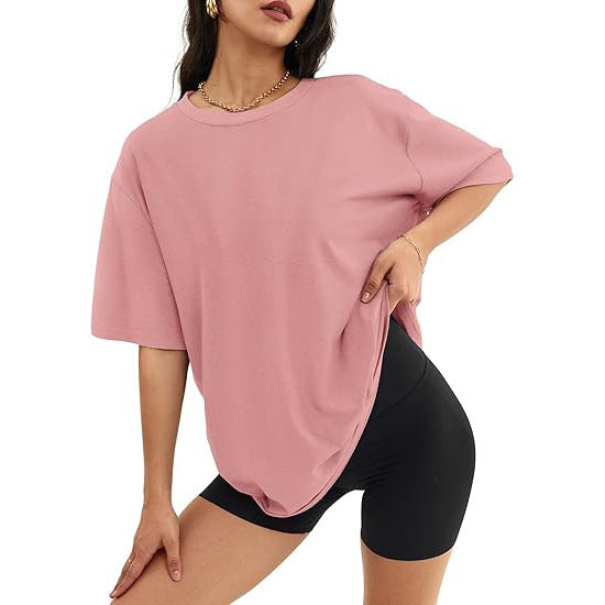 Plus Size Women's Round Neck T-Shirt Pullover Loose Short Sleeve 490