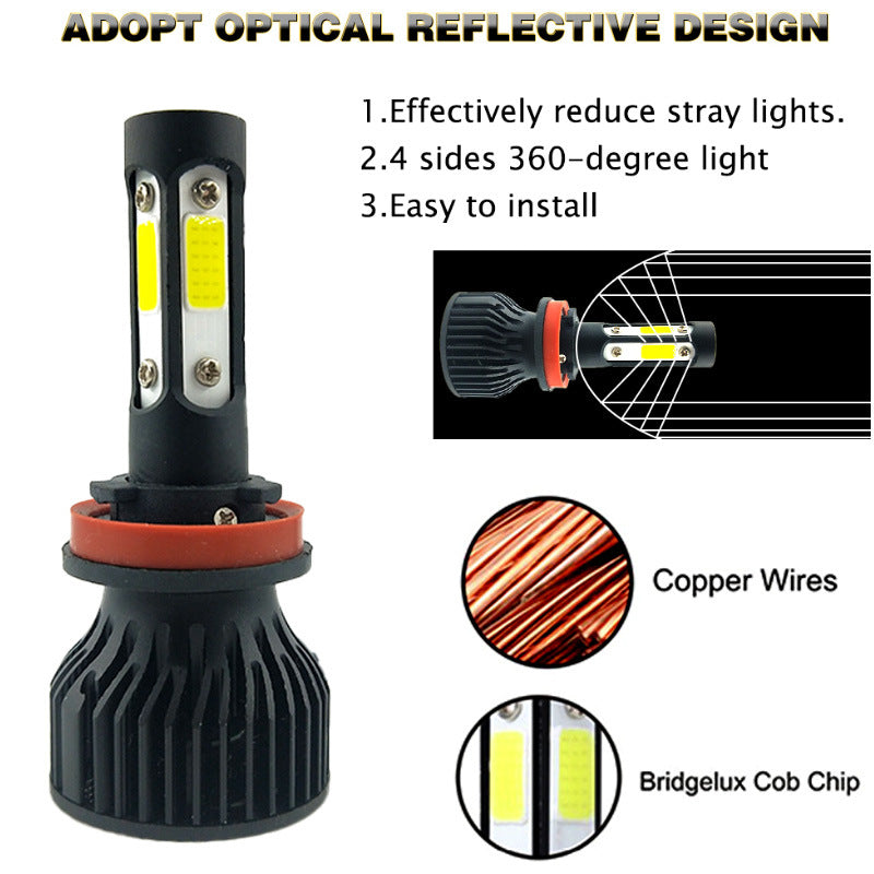 Four sided LED beads V7 car LED headlights H4 far and near integrated H13 9005 9007 car lights 571