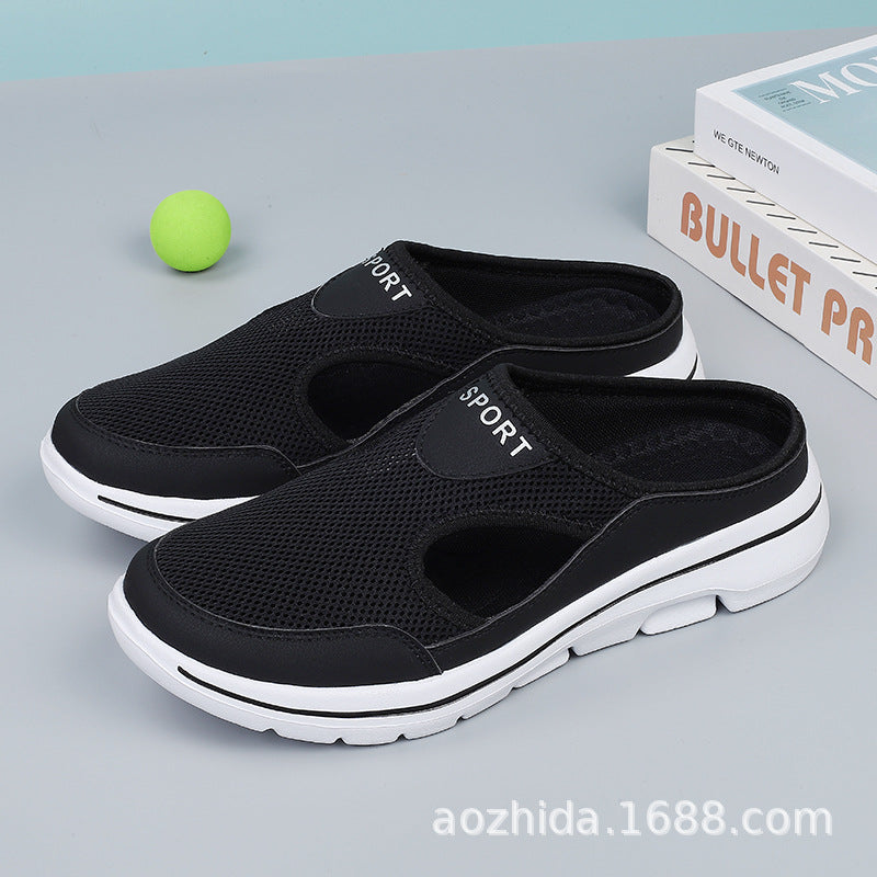 Plus-size casual slip-on sandals, women's shoes, men's platform slip-on sandals, mesh slippers 499