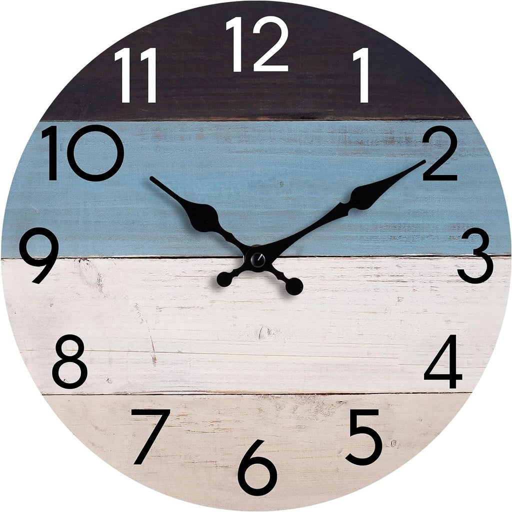 Simple wood grain living room clock, silent circular clock, wall mounted clock, home living room decoration clock 586