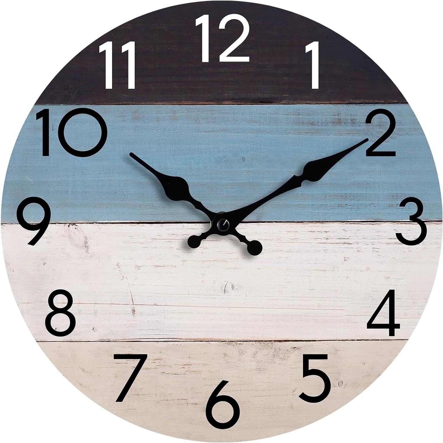 Simple wood grain living room clock, silent circular clock, wall mounted clock, home living room decoration clock 586