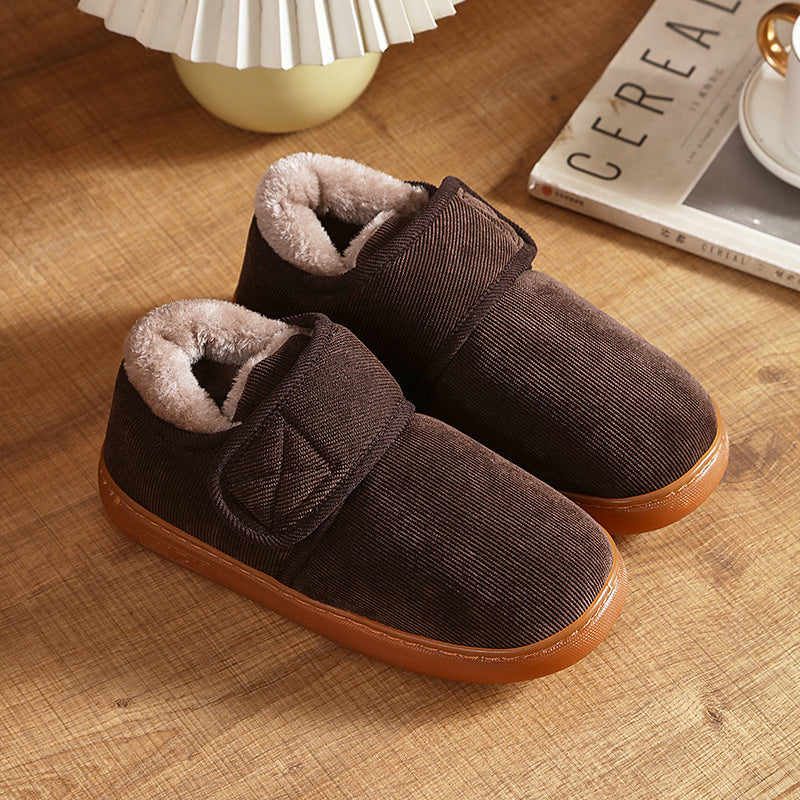 Cotton slippers with rubber soles, suitable for both men and women, indoor and outdoor wear, warm and fleece-lined for protection against the cold 495