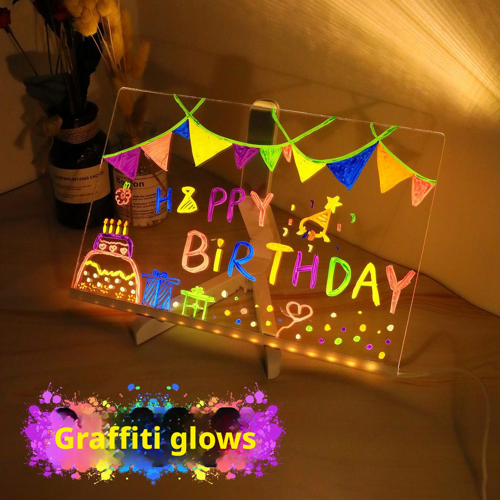 Glowing drawing board, children's toy, luminous fluorescence, magical DIY double-sided acrylic hand drawn board, girl's gift 568