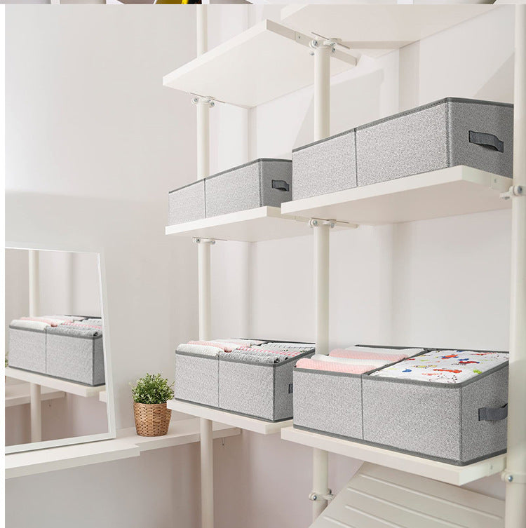 Foldable dormitory wardrobe organizer box for home use, cotton and linen fabric storage box 607