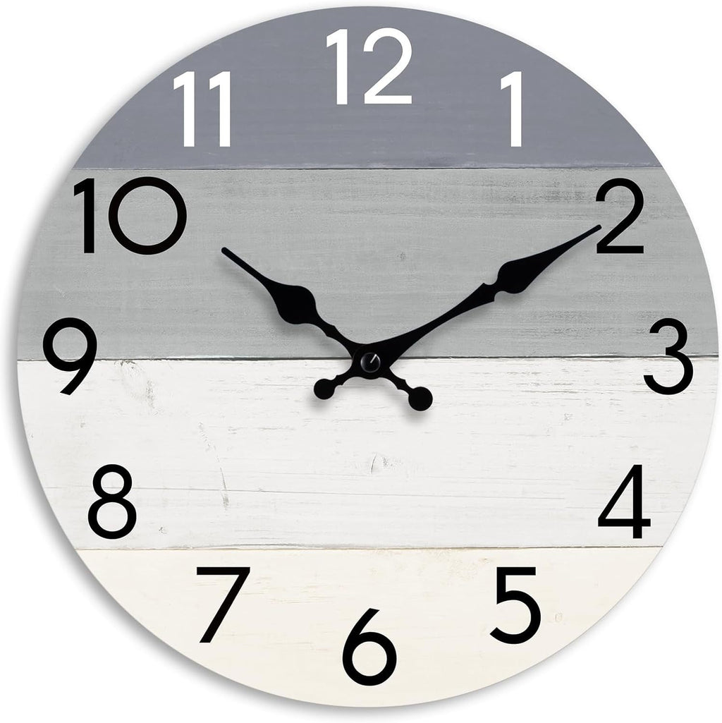 Simple wood grain living room clock, silent circular clock, wall mounted clock, home living room decoration clock 586