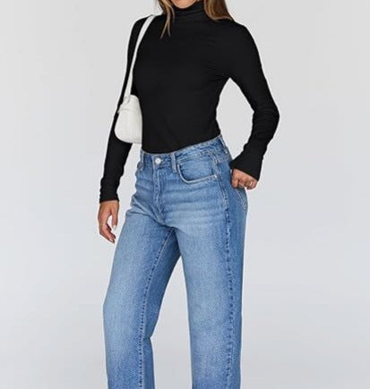 High-neck long-sleeved shirt, basic autumn thermal underwear 488