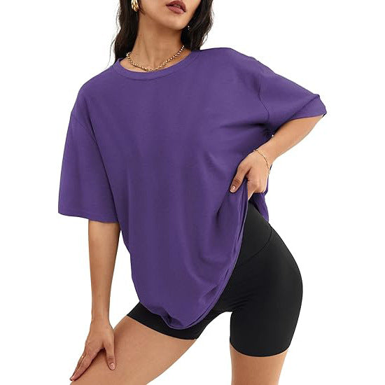 Plus Size Women's Round Neck T-Shirt Pullover Loose Short Sleeve 490