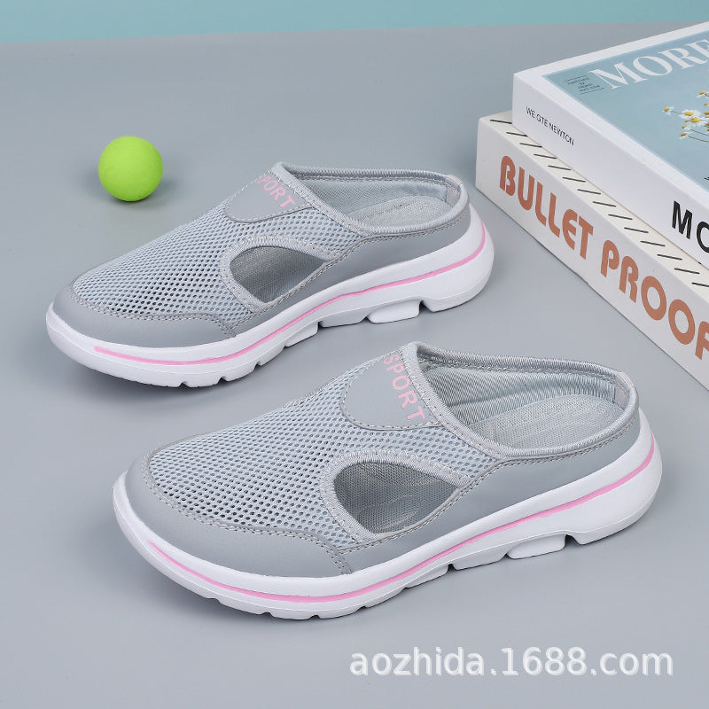 Plus-size casual slip-on sandals, women's shoes, men's platform slip-on sandals, mesh slippers 499