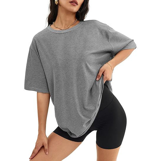 Plus Size Women's Round Neck T-Shirt Pullover Loose Short Sleeve 490