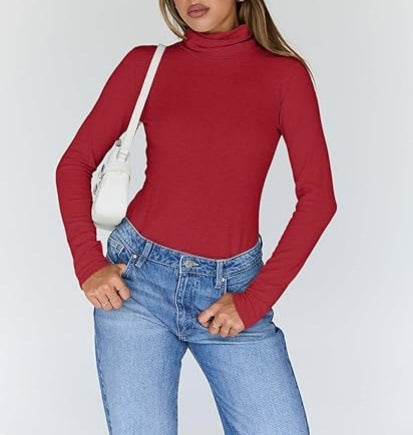 High-neck long-sleeved shirt, basic autumn thermal underwear 488