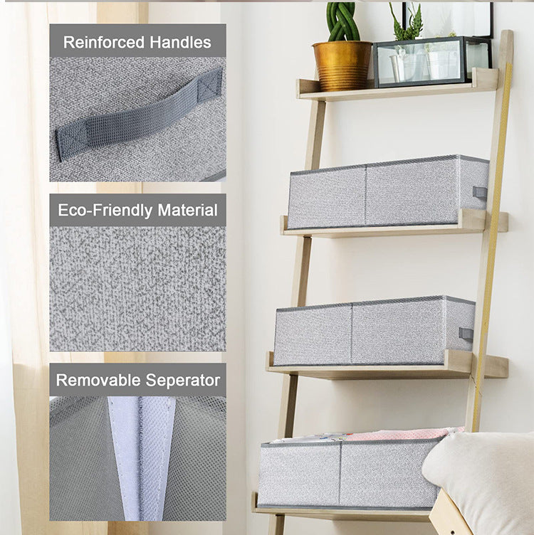 Foldable dormitory wardrobe organizer box for home use, cotton and linen fabric storage box 607
