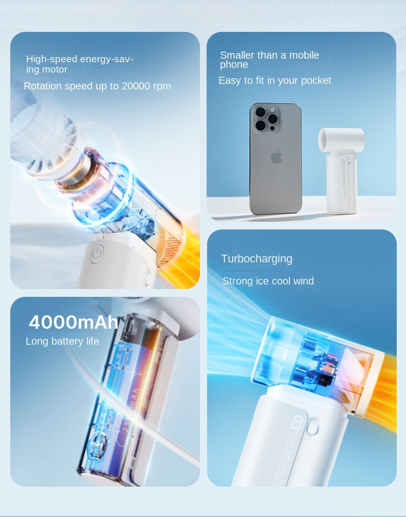 Super High-speed Pocket Fan Cross-border High-speed Small Fan Handheld Portable Charging Fan 001