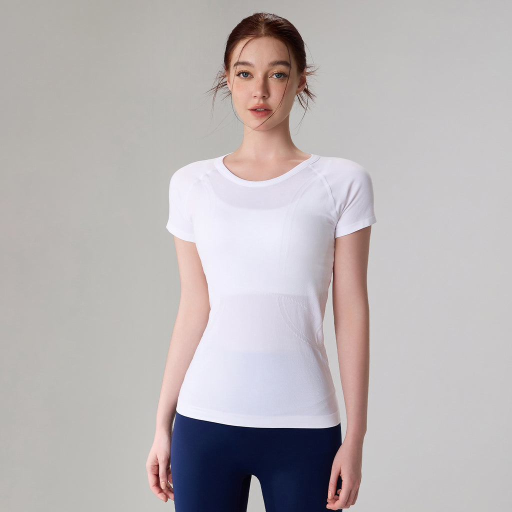 7A Antibacterial Slimming Yoga Short-Sleeve Crew Neck Breathable Running Sports T-Shirt 42001TX
