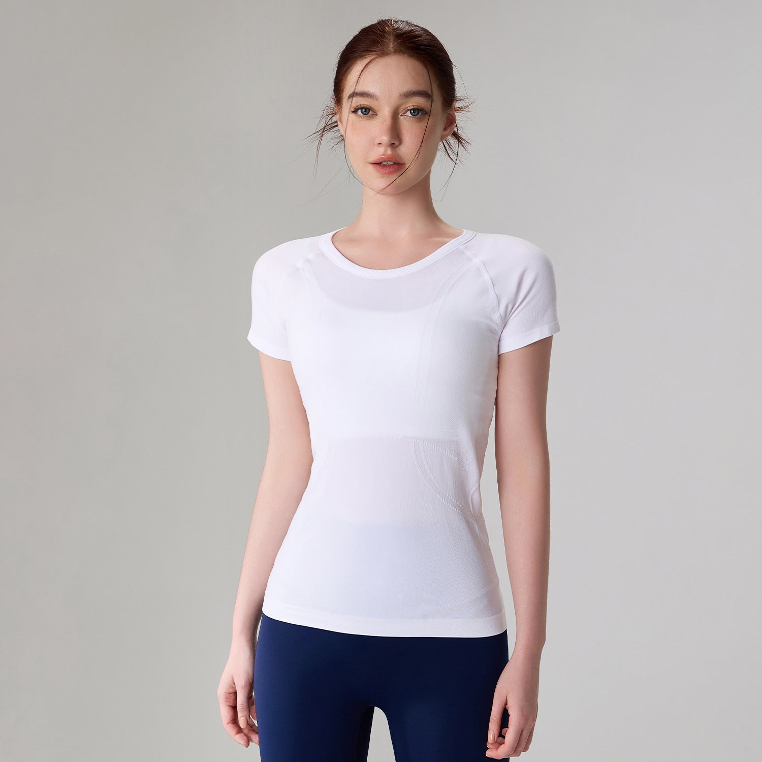 7A Antibacterial Slimming Yoga Short-Sleeve Crew Neck Breathable Running Sports T-Shirt 42001TX