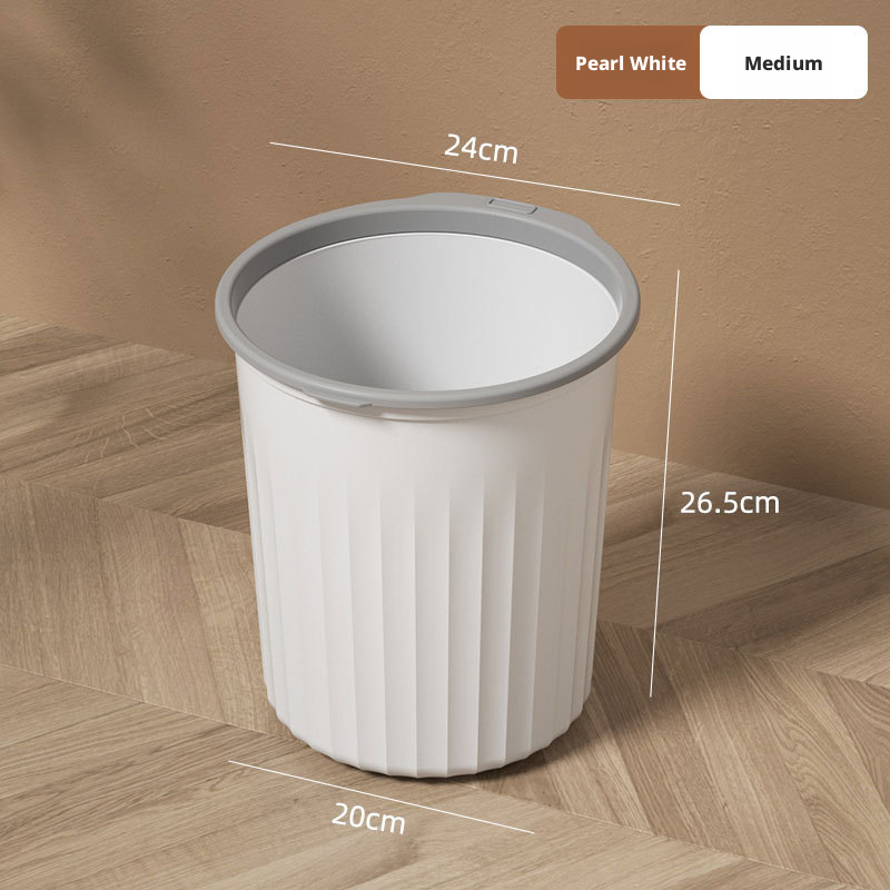 Plastic household kitchen bedroom toilet simple large size lidless pressure ring trash can 019