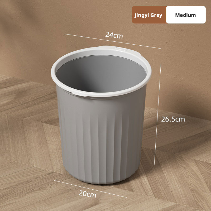 Plastic household kitchen bedroom toilet simple large size lidless pressure ring trash can 019