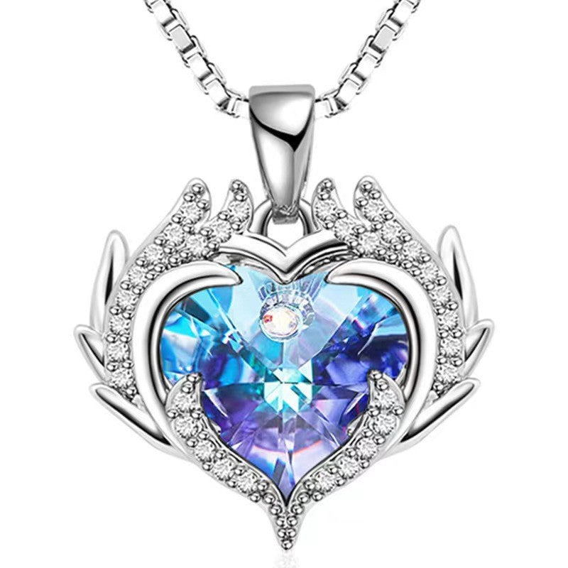 Ocean Heart Necklace Women's Love shaped Crystal Pendant 299