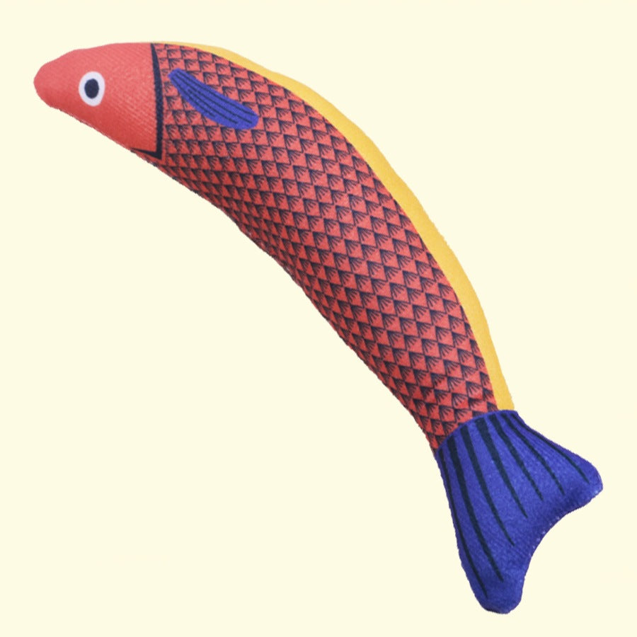 Simulated mint fish cat toy, self fun, scratch resistant, bite resistant, linen fish 334