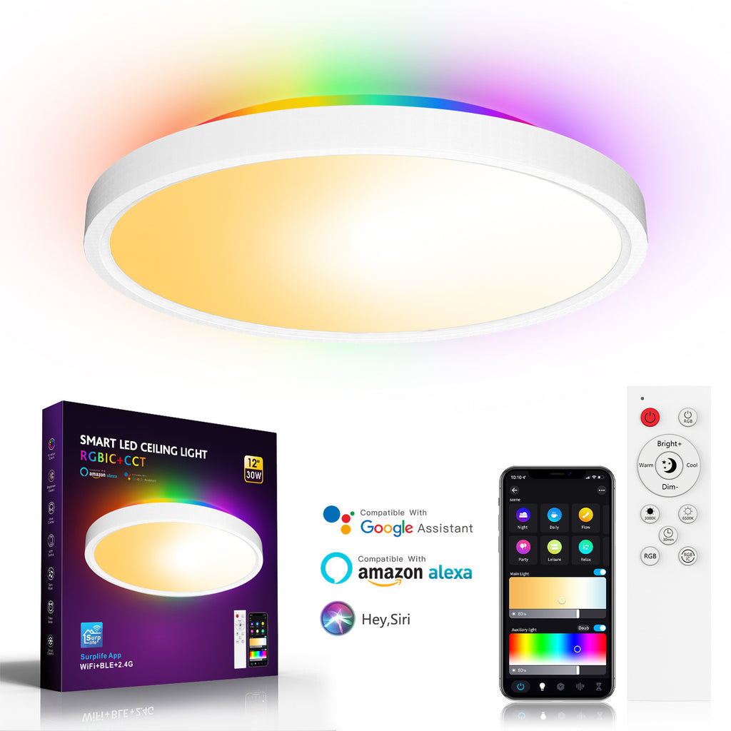 Modern intelligent WIFI ceiling light Bluetooth remote control dimming and color matching Alexa voice ultra-thin 30W 548