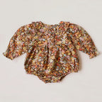 Imitation hemp floral baby girl crawling suit lace collar 095