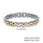 Minimalist men's wide face stainless steel strap gold bracelet 250