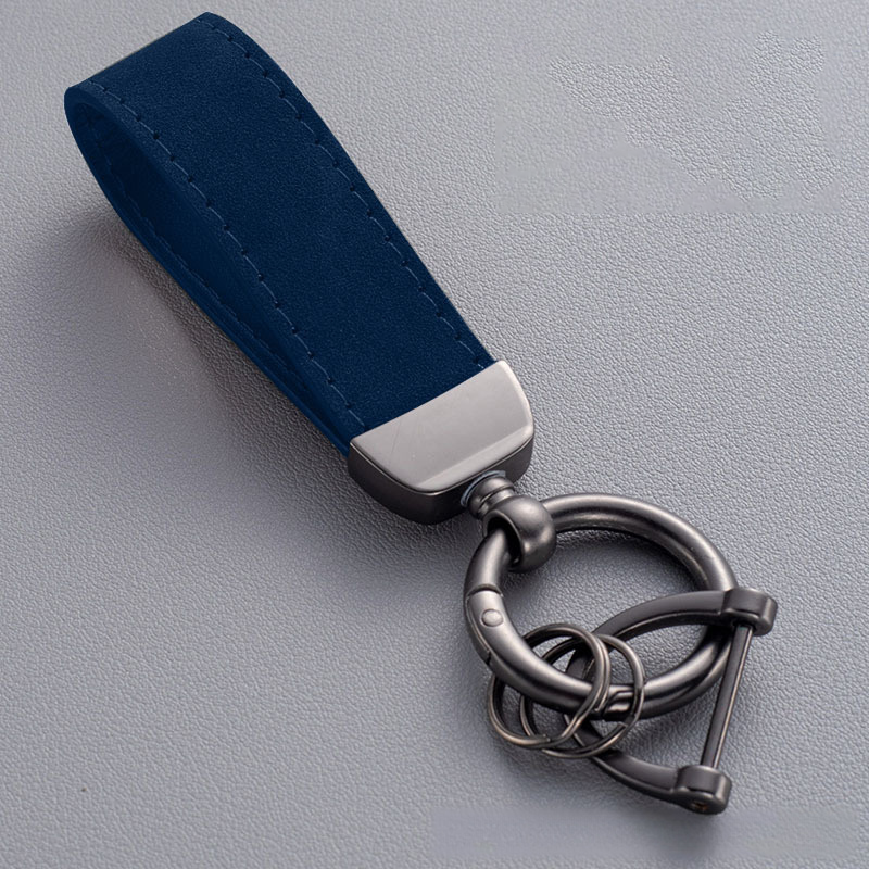 Leather rope keychain ring, suede car keychain, metal keychain, horseshoe buckle 399