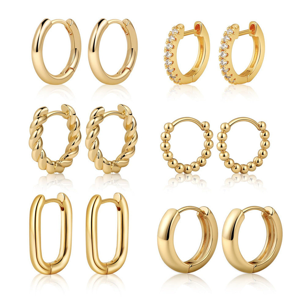 Coarse opening C earrings 14K gold-plated copper cartilage earrings 292