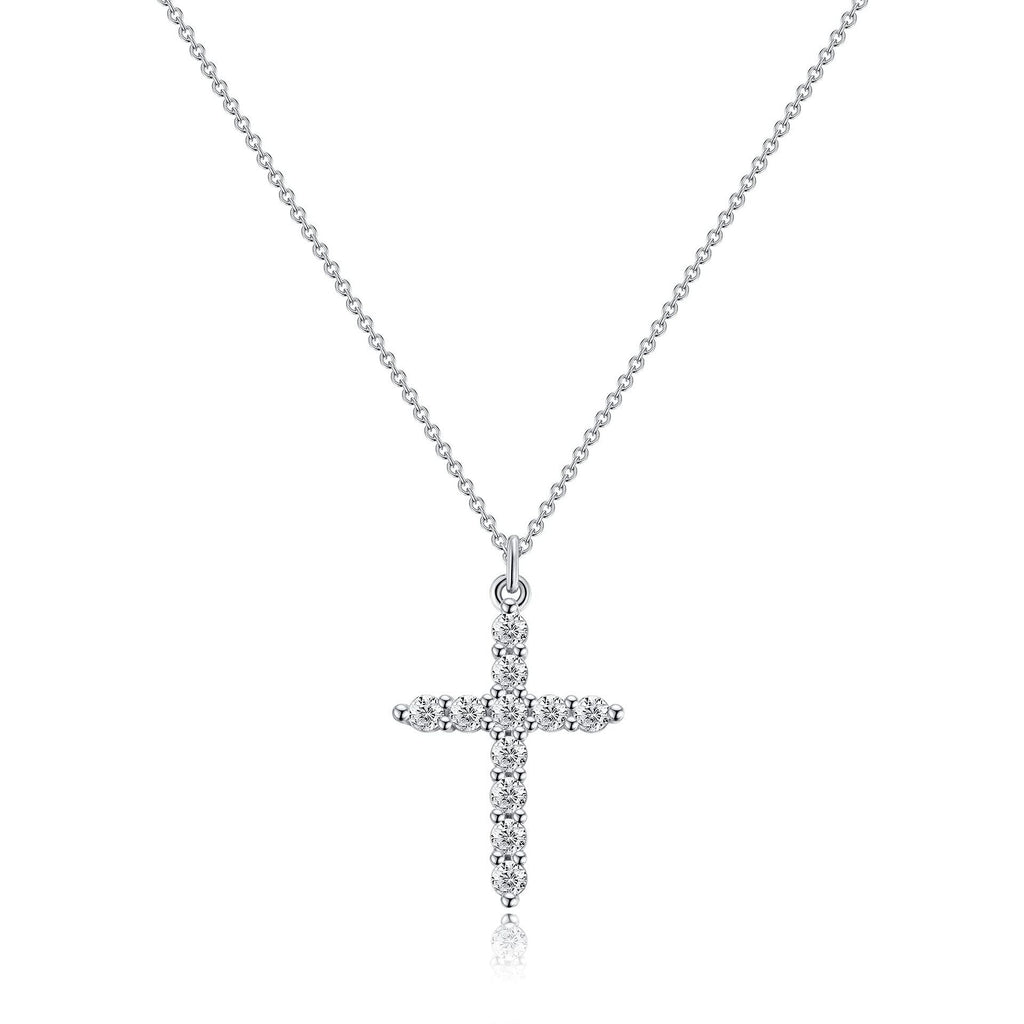 S925 sterling silver full diamond cross necklace neckchain, American hip-hop 279