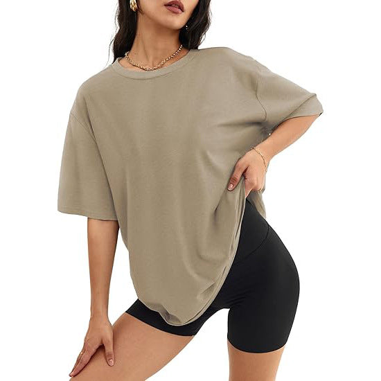 Plus Size Women's Round Neck T-Shirt Pullover Loose Short Sleeve 490
