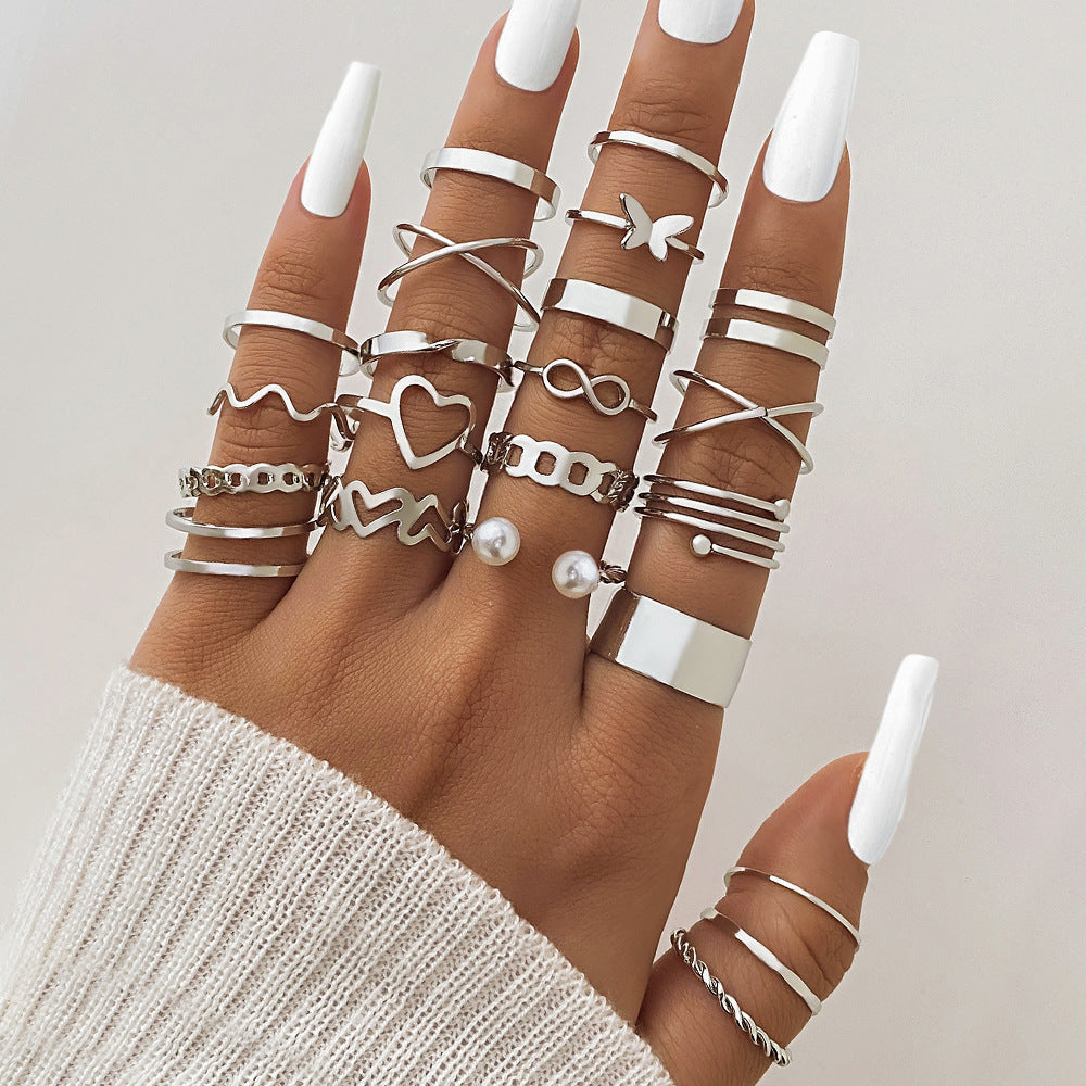 Electrophoretic Black Butterfly Diamond Set Ring Pearl Ring 289