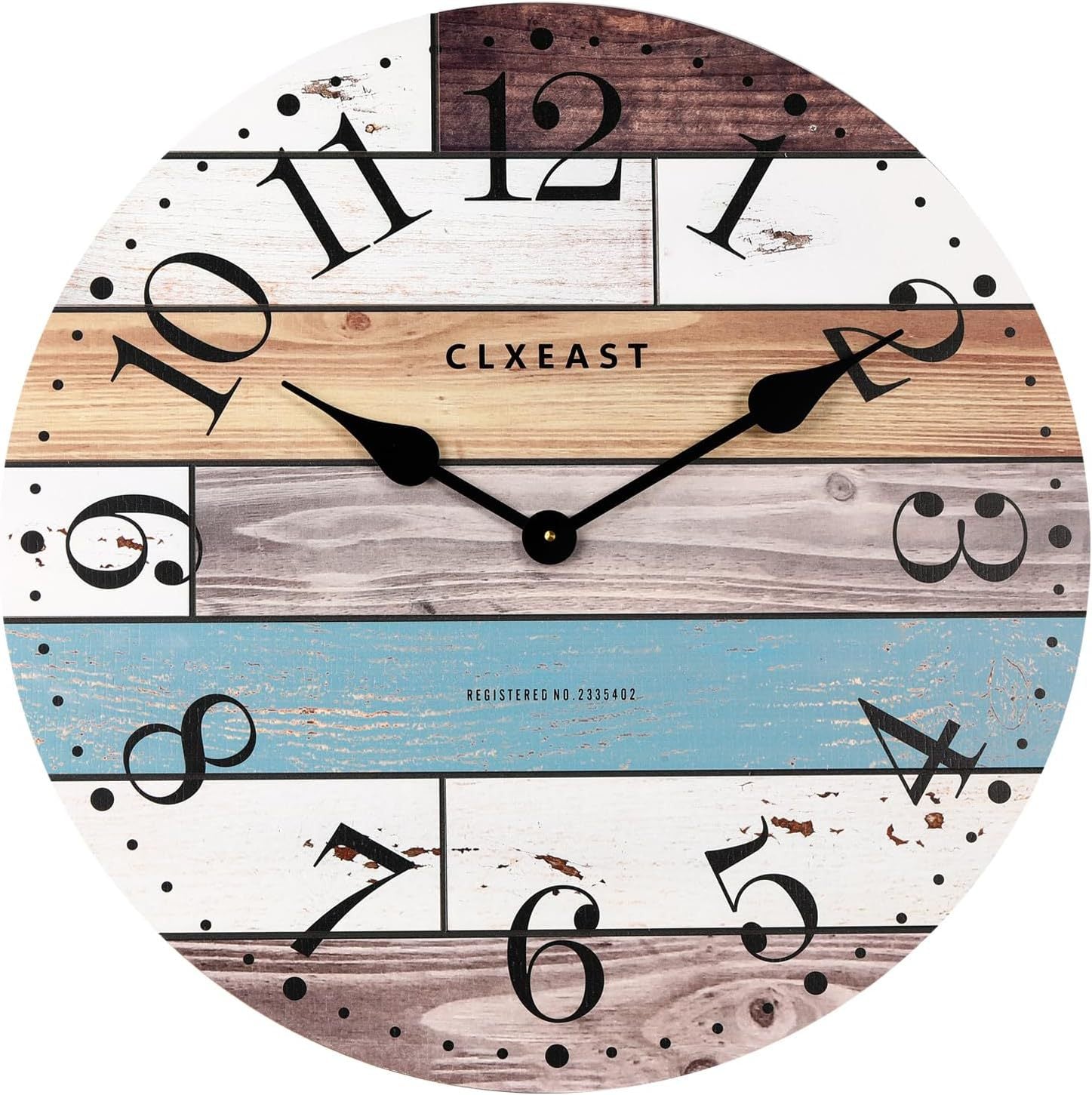 Simple wood grain living room clock, silent circular clock, wall mounted clock, home living room decoration clock 586