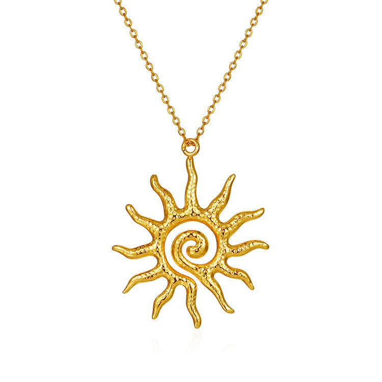 Spiral Sun Pendant Necklace for Women 079